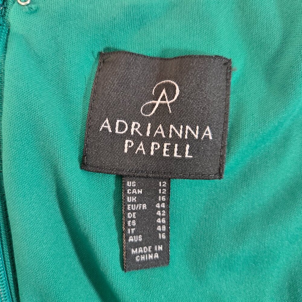 ADRIANNA PAPELL Old Money Stretchy Emerald Sleeveless Shift Dress Size 12 NEW! - Picture 9 of 16